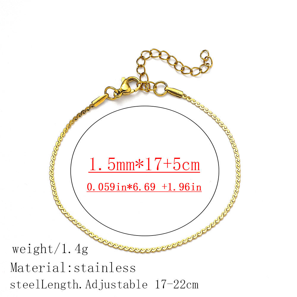 316L Titanium Steel Bracelet Waterproof Hypoallergenic Gold Plated Chain Jewelry for Men Women Unisex Fashion Accessories