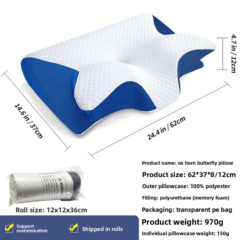 Ergonomic memory foam cervical pillow