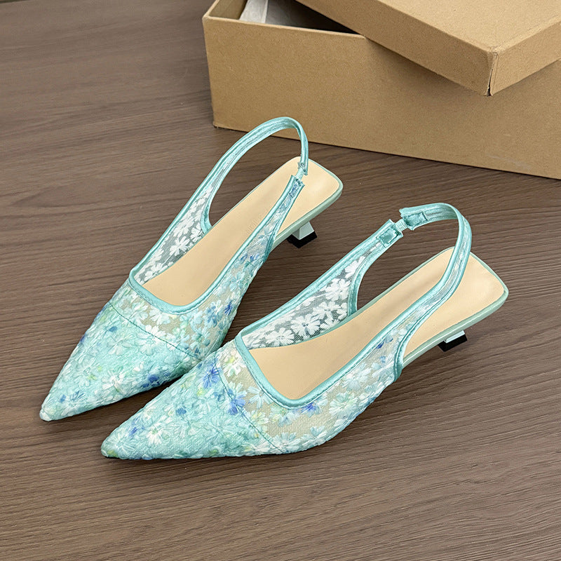 Elegant Pointed Toe Kitten Heel Sandals