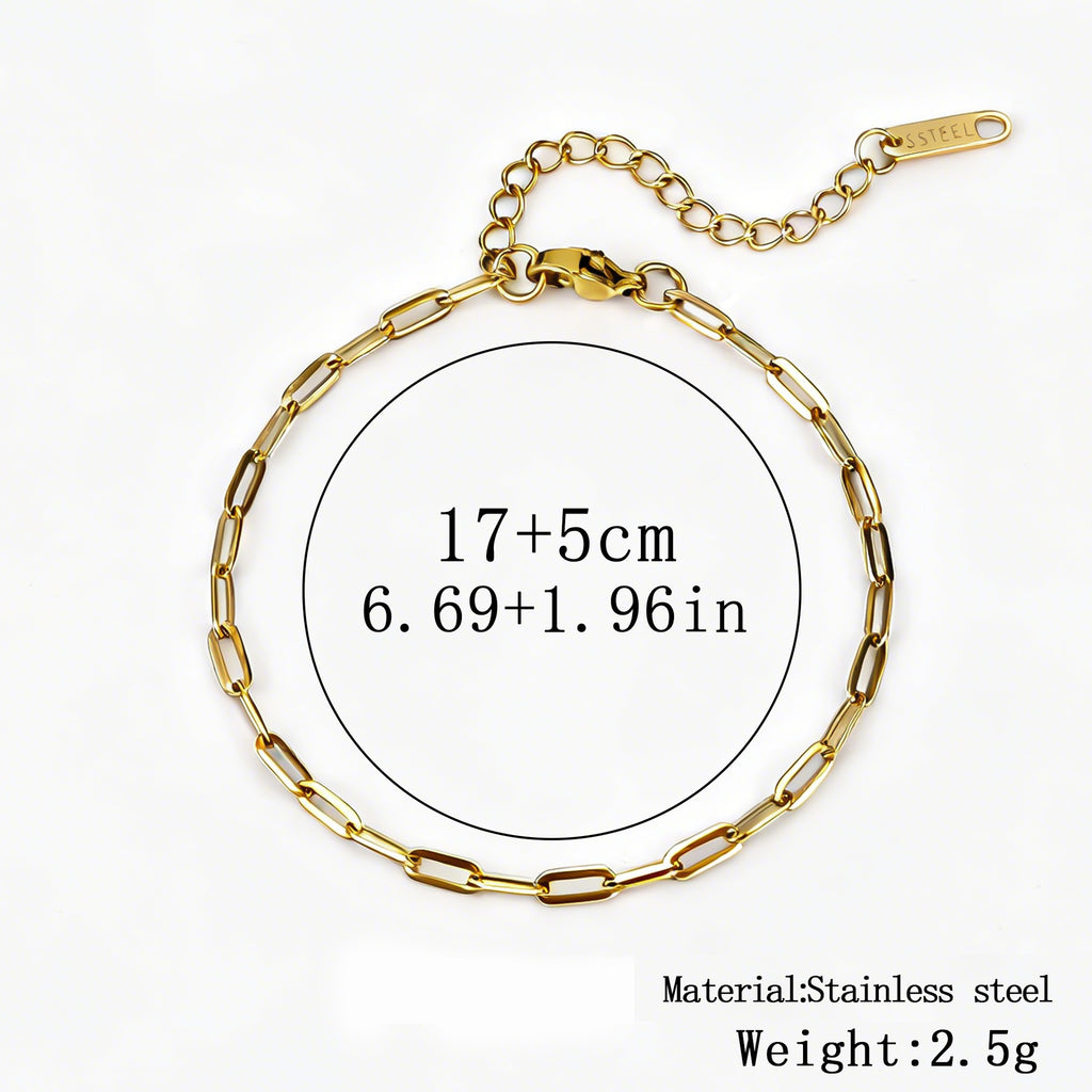 316L Titanium Steel Bracelet Waterproof Hypoallergenic Gold Plated Chain Jewelry for Men Women Unisex Fashion Accessories