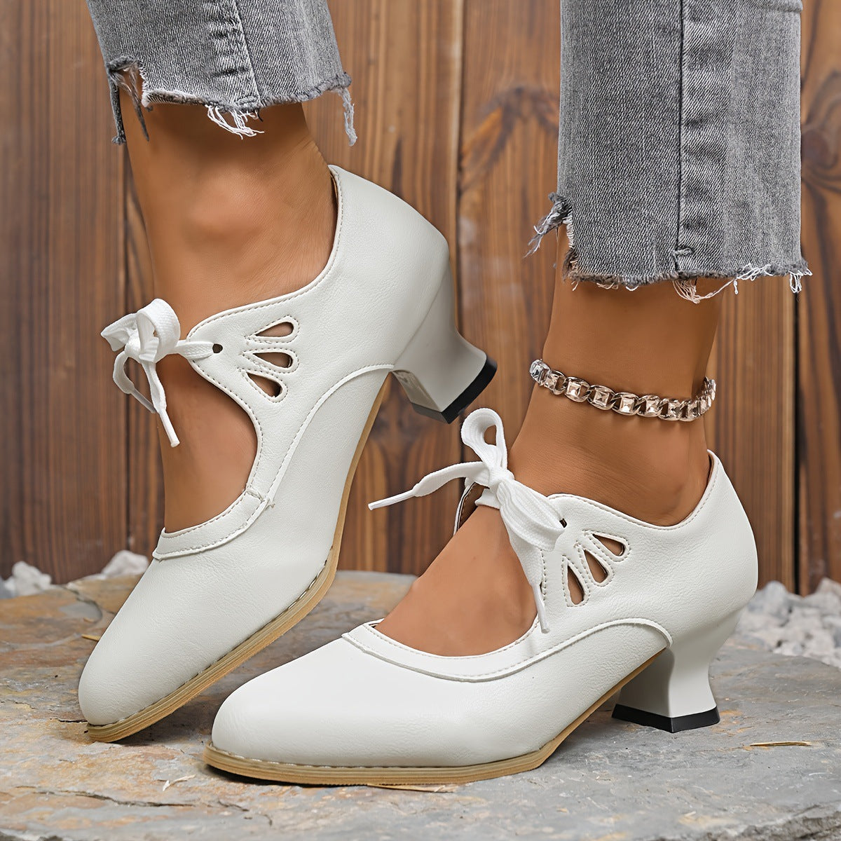 Open-toe high-heeled lace-up women's casual shoes
