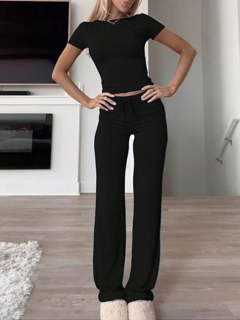 Casual Cotton Blend Two-Piece Set