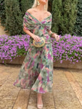 New spring/summer lace printed strapless dress