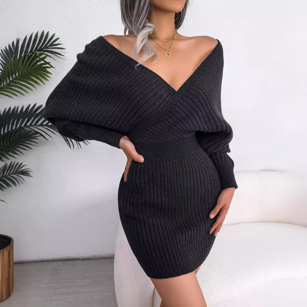 Womens Bodycon Batwing Sleeve Dress