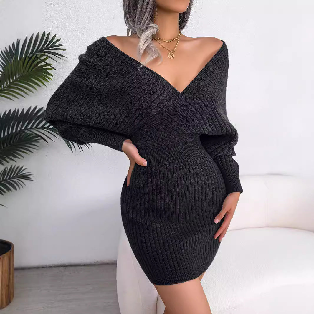 Womens Bodycon Batwing Sleeve Dress