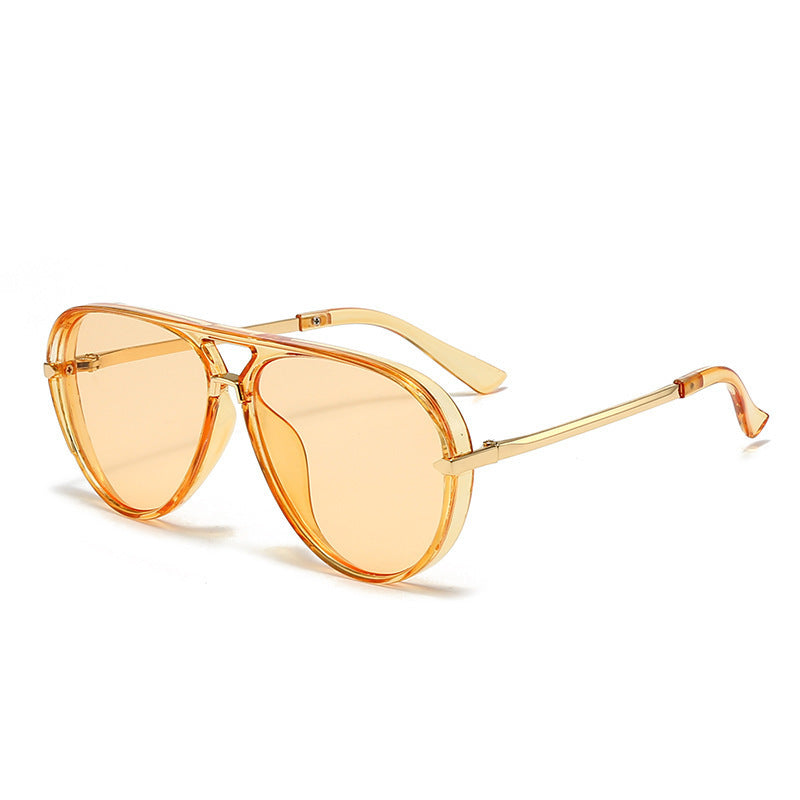 Retro Large Frame Aviator Sunglasses UV400 Protection PC Lens Fashion Versatile Eyewear