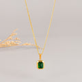Geometric Emerald Pendant Titanium Steel Necklace