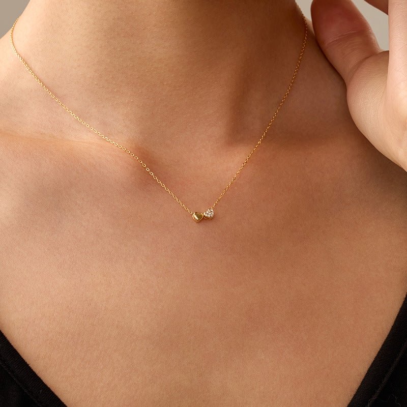 S925 Sterling Silver Double Heart Necklace