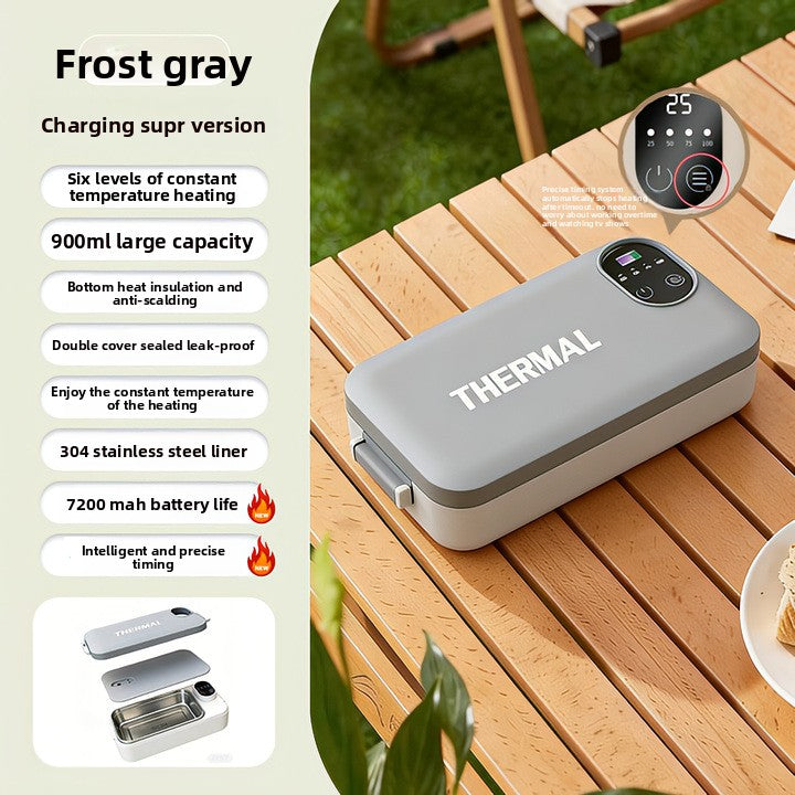 New Model of Water-Free Heating Lunch Box, USB Charging Portable Insulated Lunch Box, 304 Stainless Steel Electric Heating Lunch Box