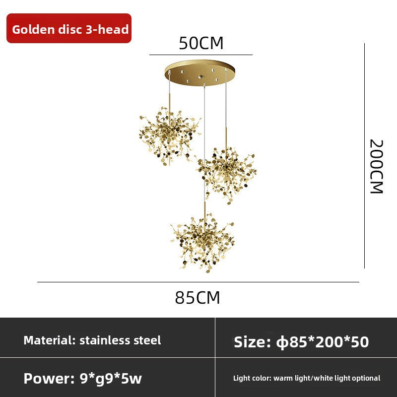 Stainless Steel Decorative Pendant Light Luxury Nordic Chandelier for Living Room Restaurant