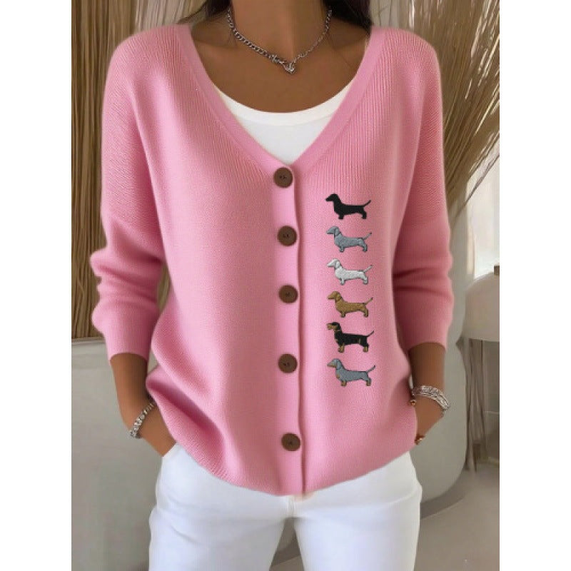 Women's 3D Floral V-Neck Knit Dress