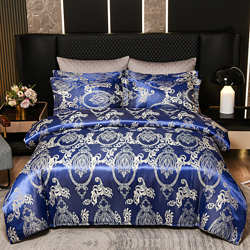 European Style Satin Silk Jacquard Bedding Set