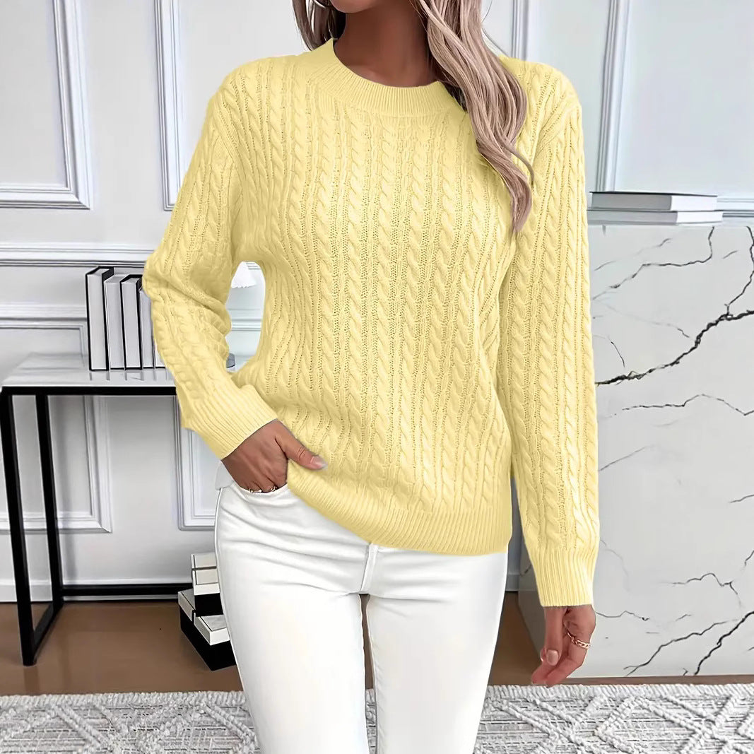 Crew-neck cable-knit sweater