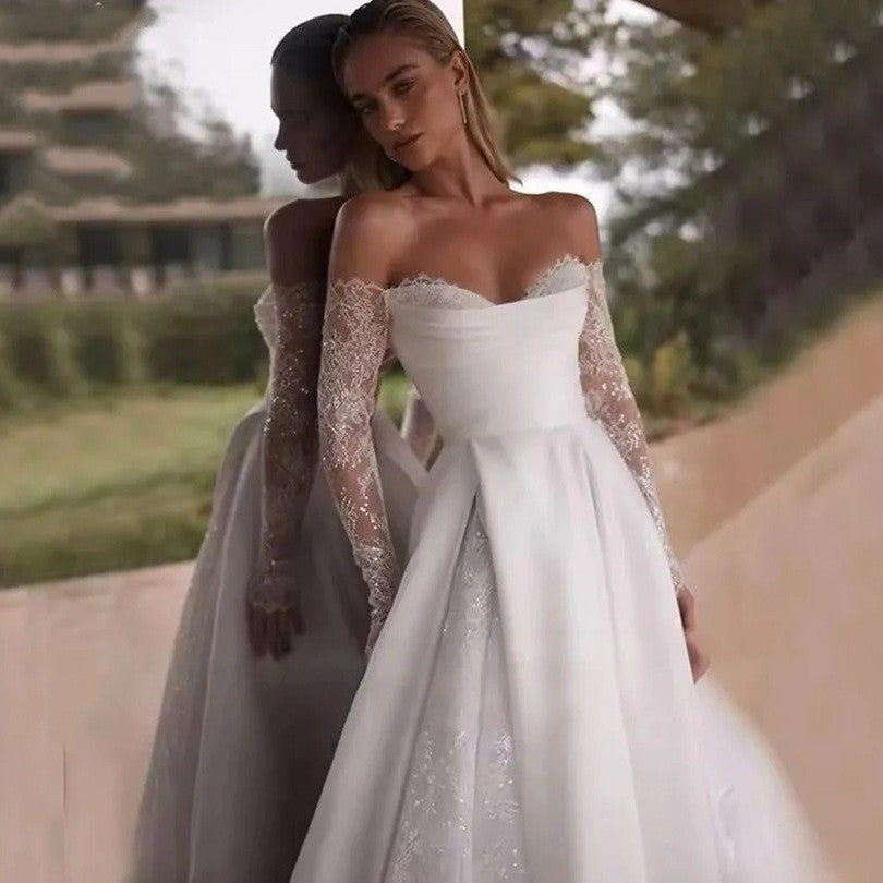 Long Sleeve Strapless Wedding Dress