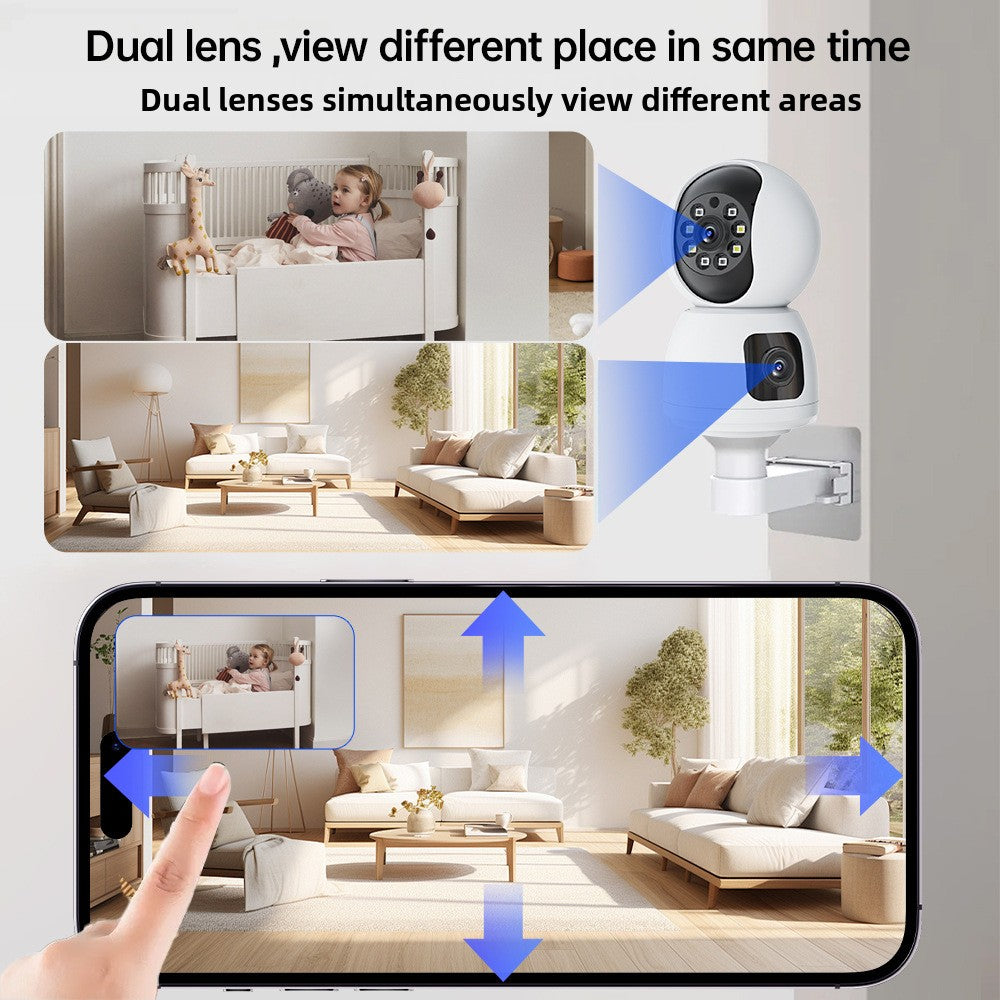 Wireless Dual Lens Surveillance Camera with Night Vision