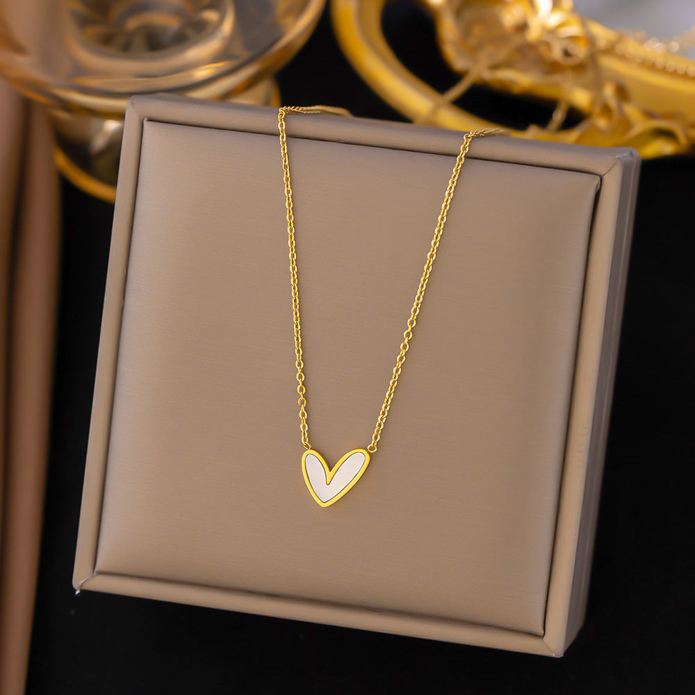 Titanium Steel Heart-Shaped Necklace for Women Fashion Heart Pendant Necklace