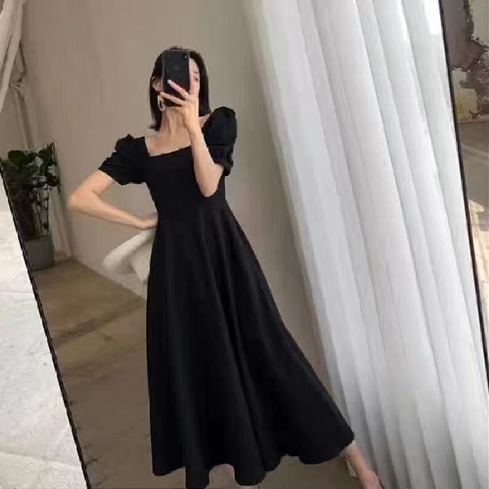Women's Square Neck A-Line Short Sleeve Dress