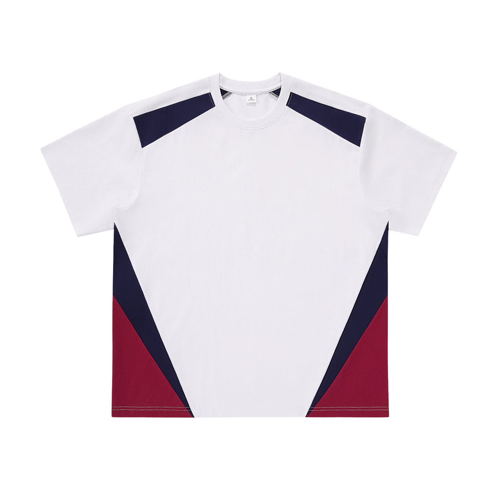 Men's Loose Fit Round Neck Short Sleeve T-Shirt Color Block Breathable Customizable