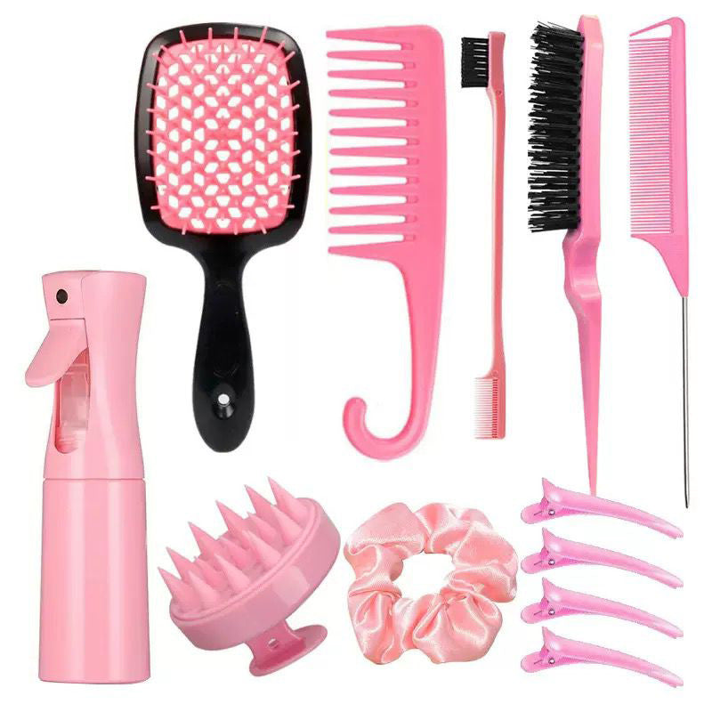 Hair Styling Comb Set with Spray Bottle and Eyebrow Brush