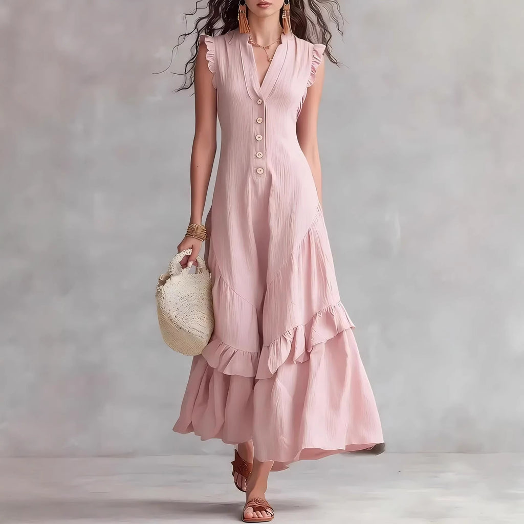 Womens Sleeveless A-Line Midi Dress