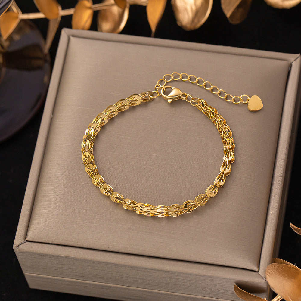 Women's Titanium Steel Inlaid Charm Bracelet Versatile Fashion Jewelry
