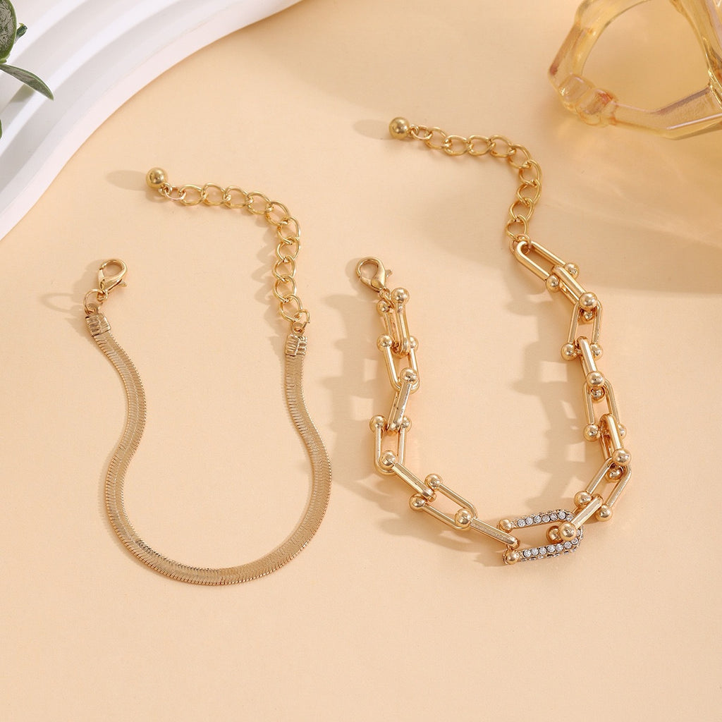 Women's Geometric U-Shape Gold Plated Bracelet