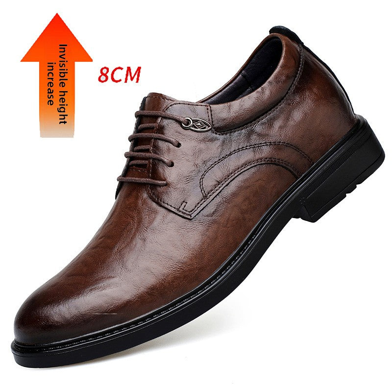 Mens Height Increase Leather Shoes Business Casual