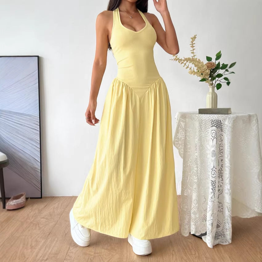 Elegant Deep V-Neck Backless Dress