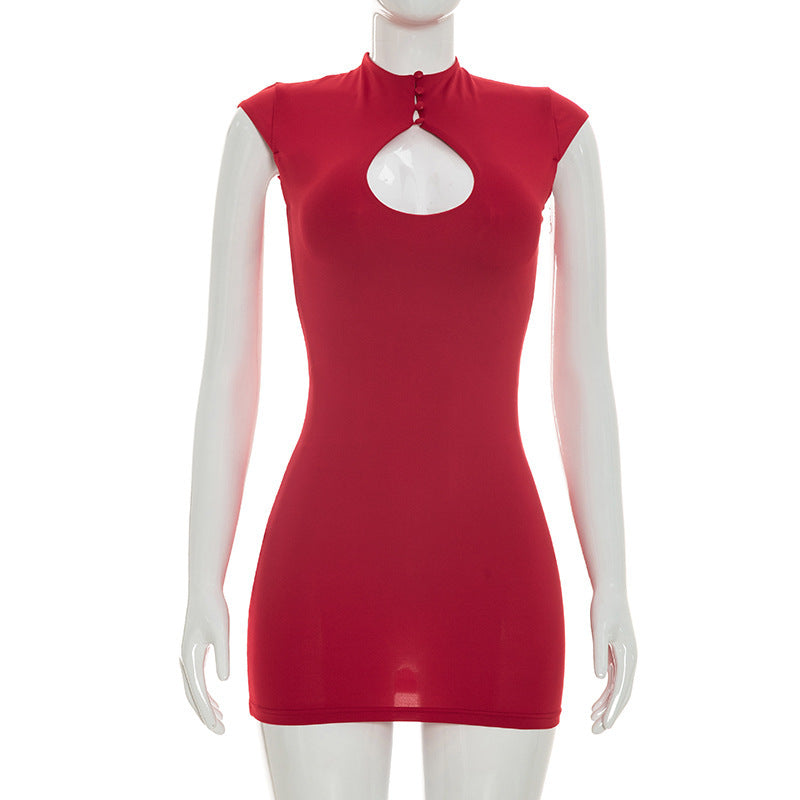 Sleeveless Mini Dress with Front Cutout