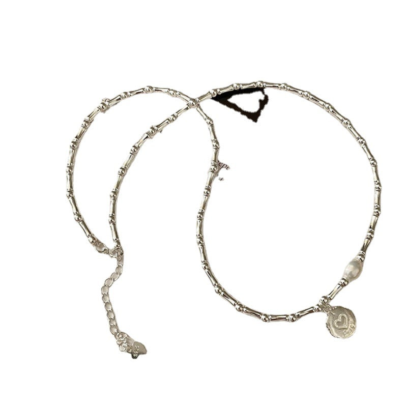 Handmade Sterling Silver Heart Pearl Necklace
