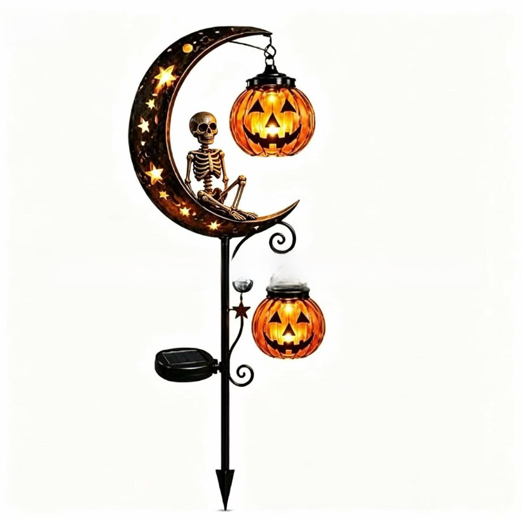 Solar Black Cat Pumpkin Stake Light
