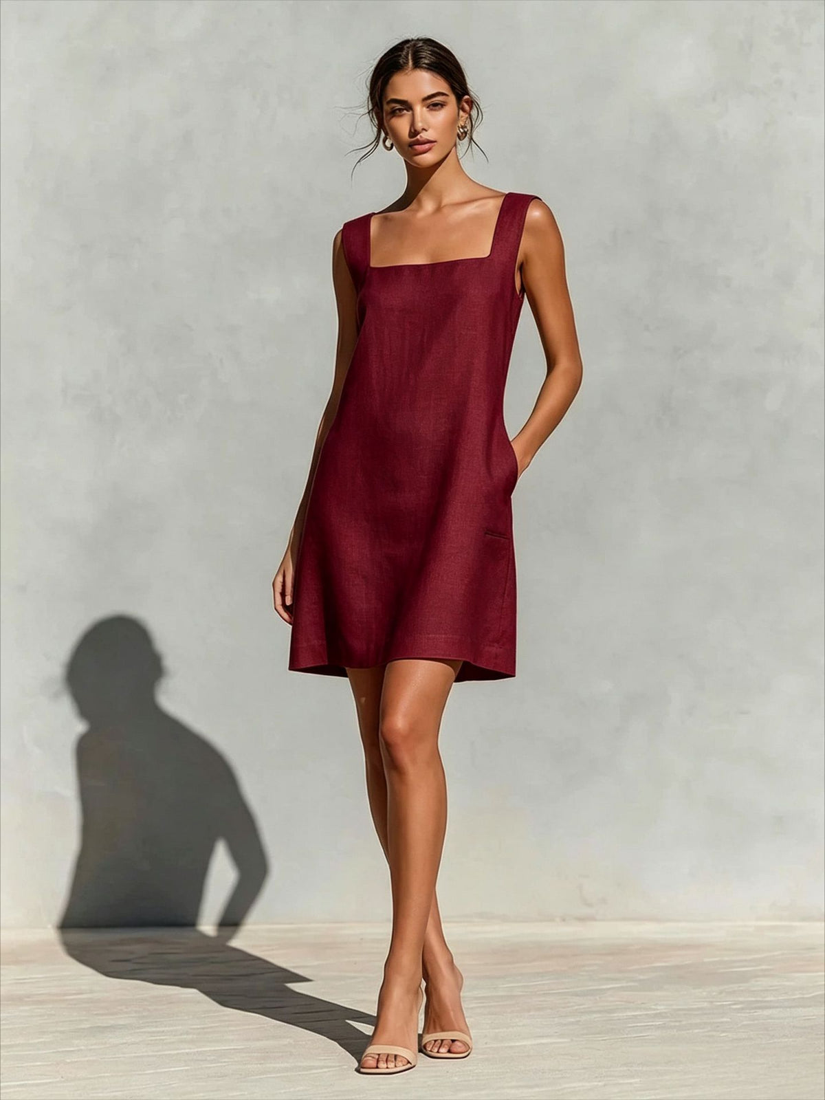 Square-neck sleeveless dress