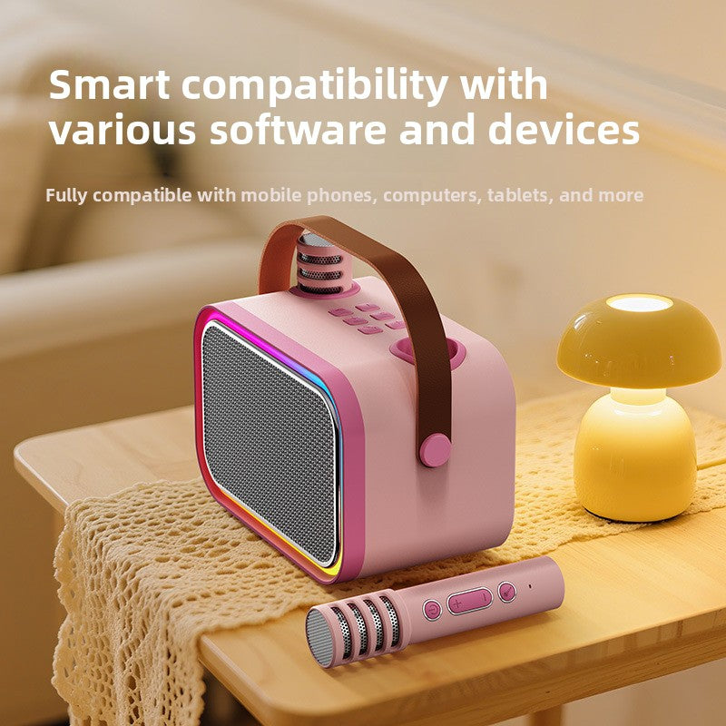 Portable Bluetooth Karaoke Speaker with Microphone for Kids, 5.3 Wireless Home Party Machine