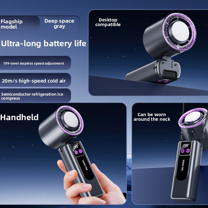 Portable USB Rechargeable Handheld Fan with Ice Compress