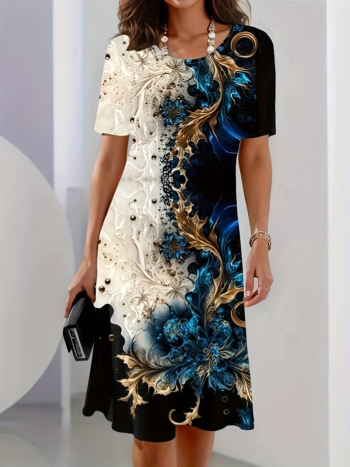 Women 3D Digital Printed Floral Dress