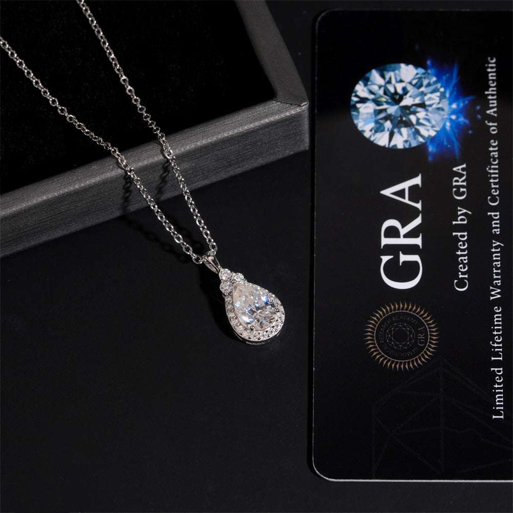 Minimalist Water Drop Moissanite Silver Necklace
