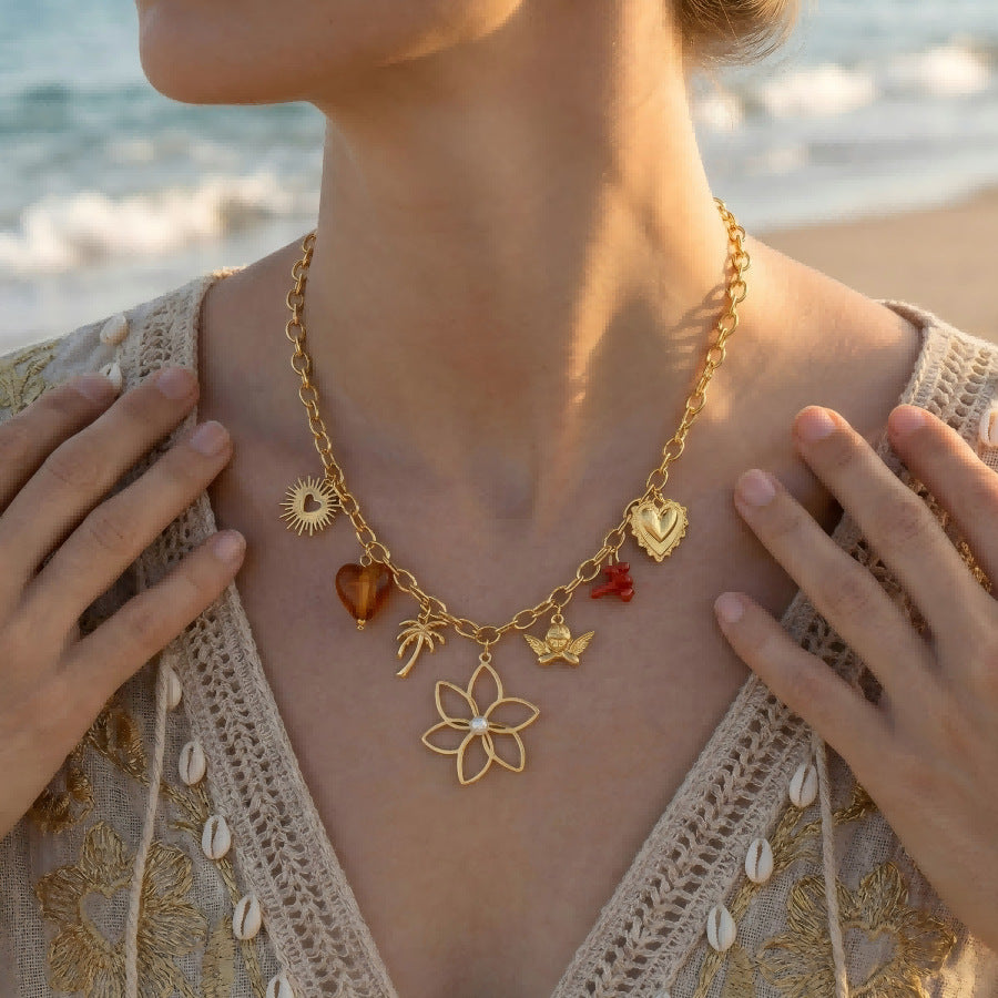 Flower butterfly necklace collar chain