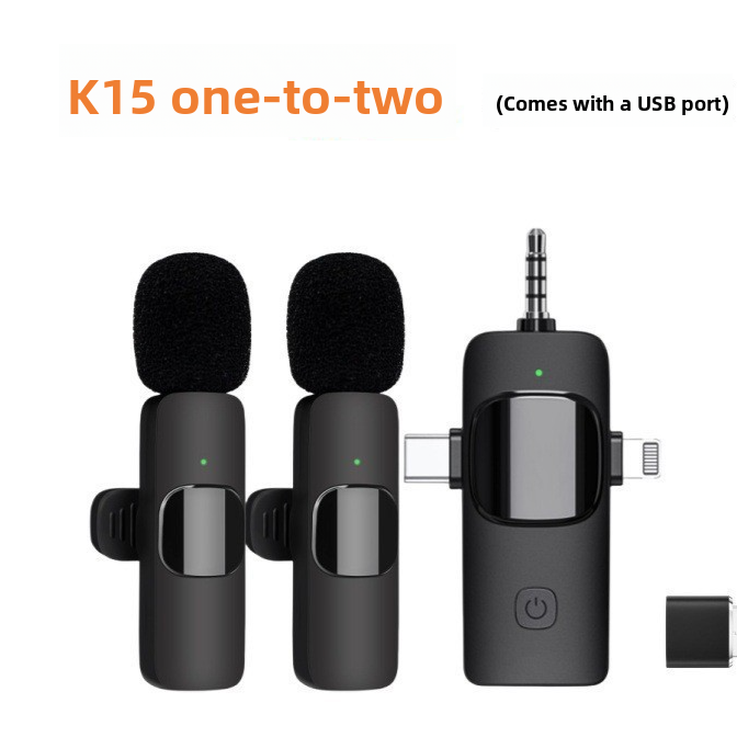 K15 3-in-1 Universal Wireless Lavalier Microphone with Noise Reduction for Live Streaming and Recording