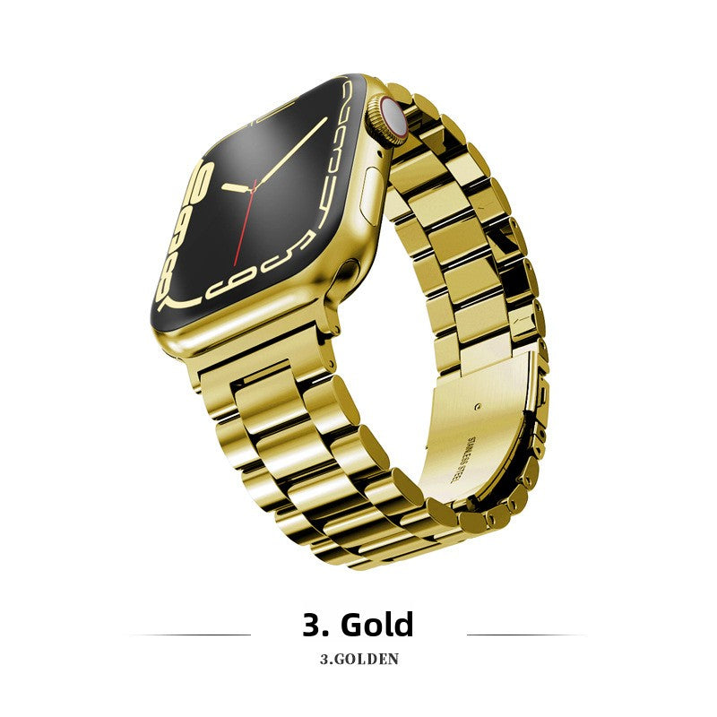 Three Bead Solid Stainless Steel Watch Band