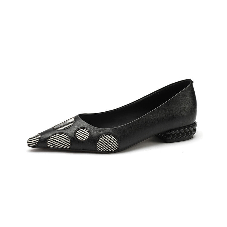 Womens Sheepskin Square Heel Flat Shoes