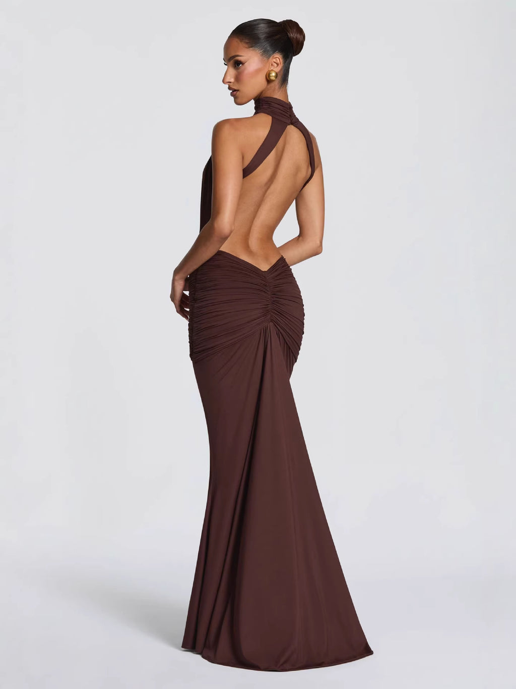 Halter Neck Pleated Long Dress