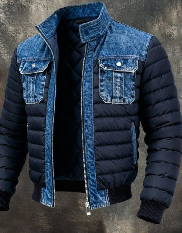 Men's Thickened Fleece-Lined Hooded Jacket Windproof Winter Outerwear