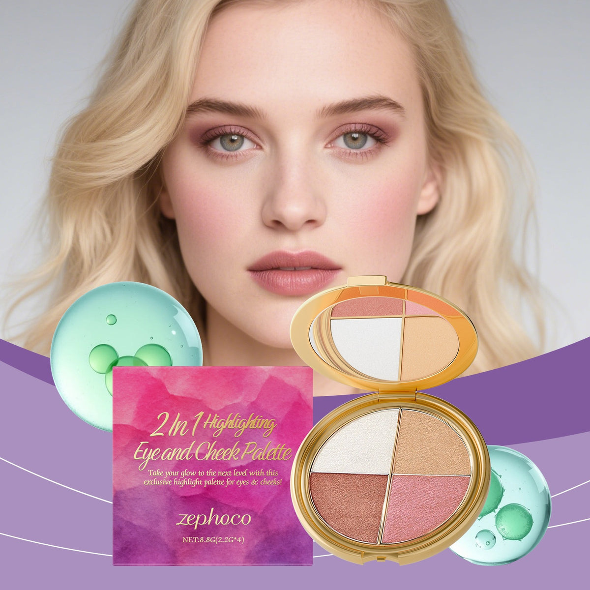 Multi-use Highlighter Eyeshadow Blush Palette