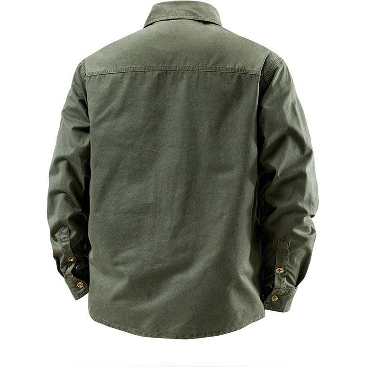 Men's Long Sleeve Lapel Collar Cotton Shirt