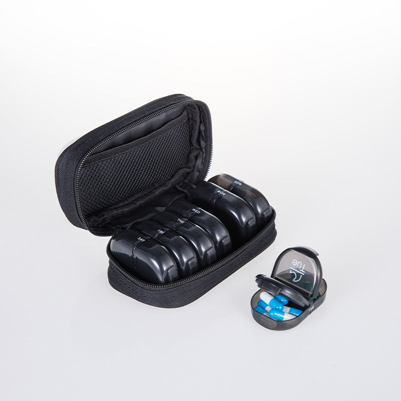 14 Compartment Weekly Pill Organizer with Leather Case