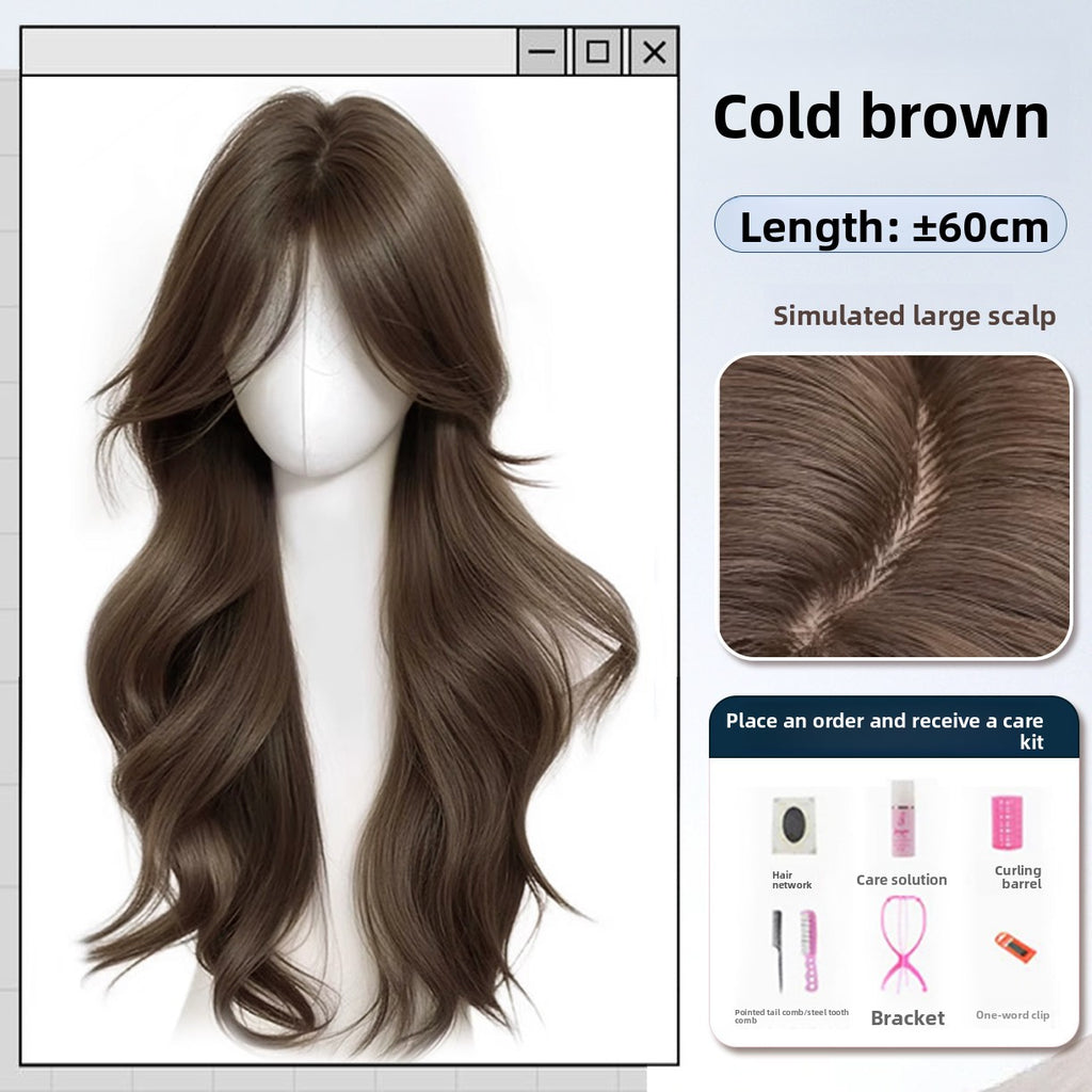 Long Wavy Wig with Bangs Korean Style