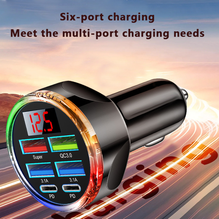 Multi Port Car Charger with Digital Display