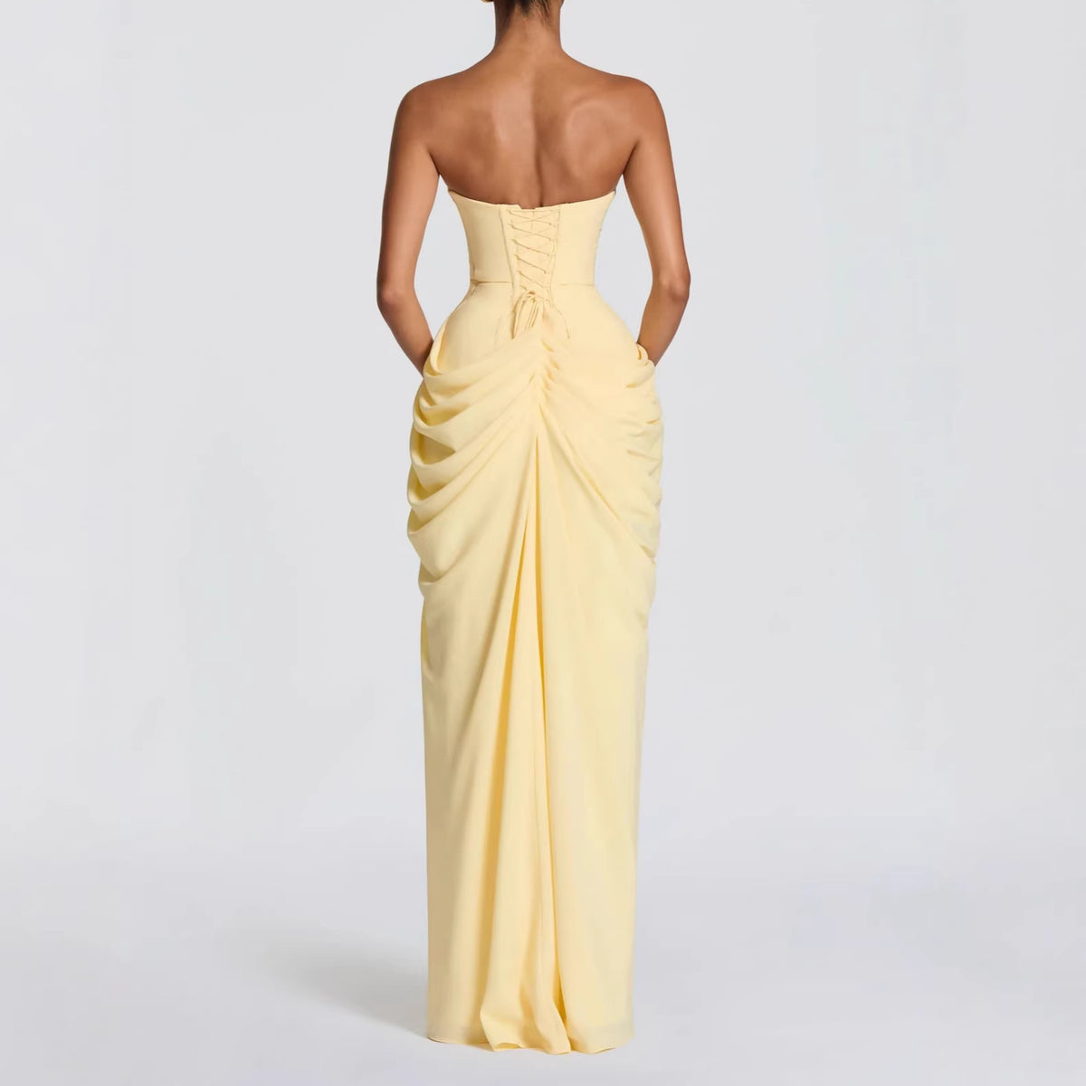 Elegant Strapless Ruched Waist Dress