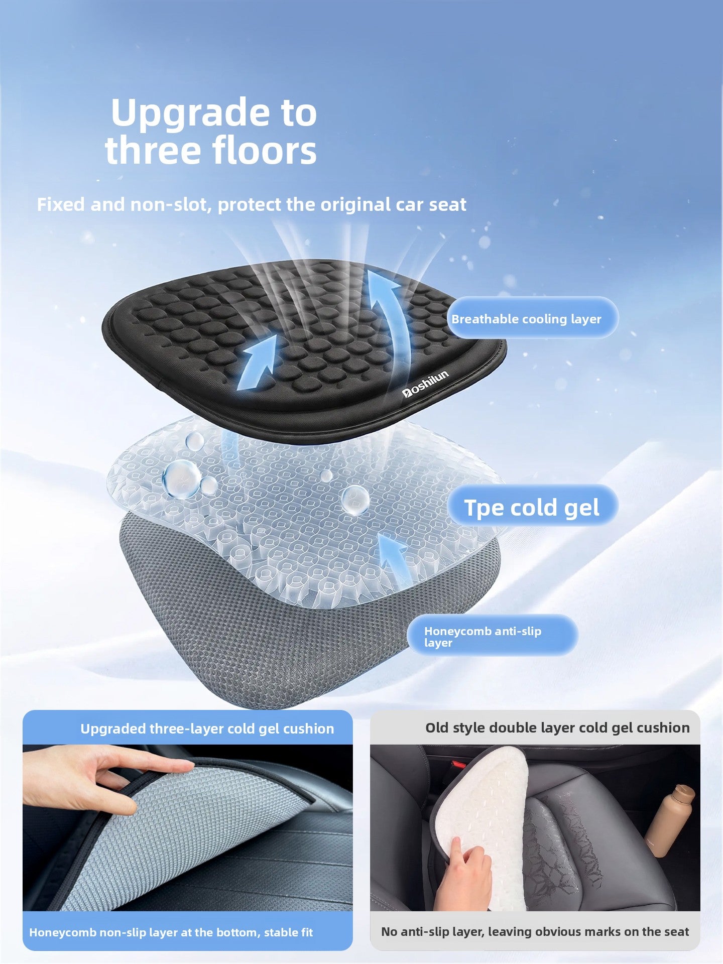 Cooling Gel Car Seat Cushion Summer Breathable Mat