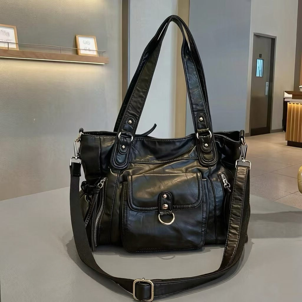 Vintage Washed Single Shoulder Tote Bag